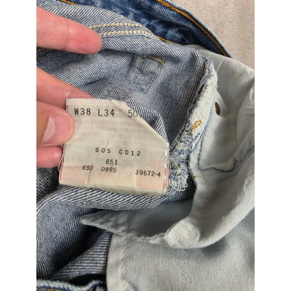 Vintage Levi's 501 Jeans Men 38x34 Fit 36x34 Blue Distressed Button Fly USA Made